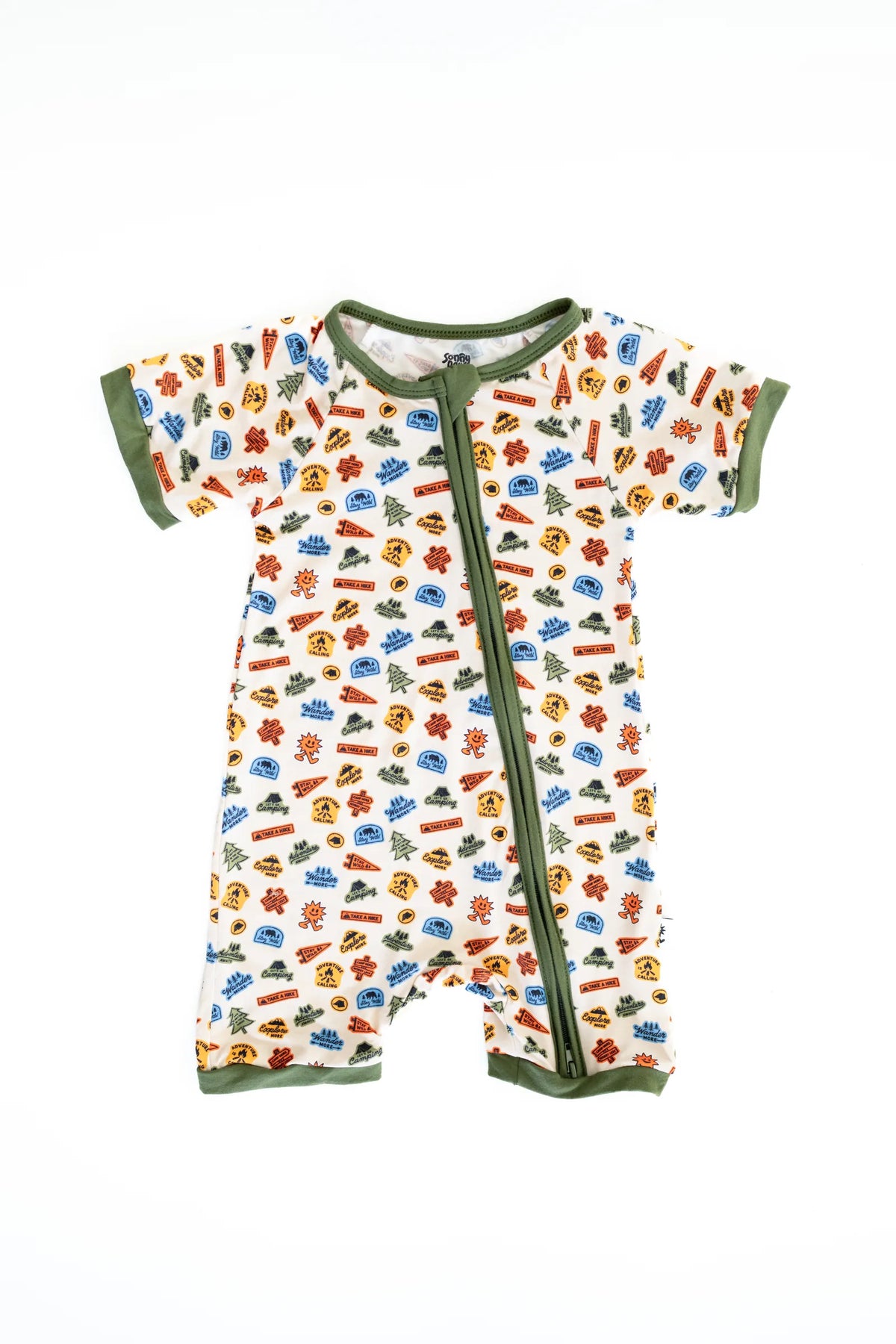Summer Camp Onesie flat lay
