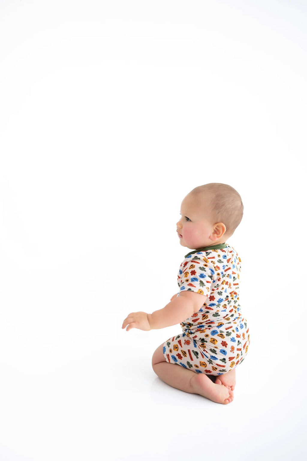 Back view of Sonny wearing the Summer Camp Shirt + Shorts Set